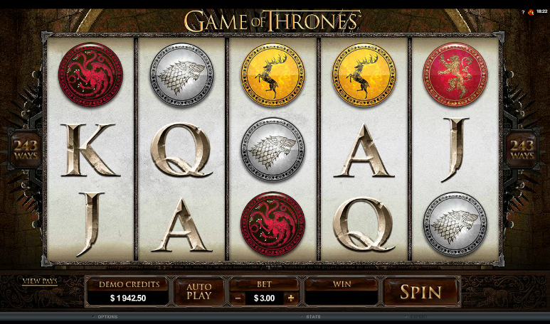 Game of Thrones - grafički interfejs slot igre