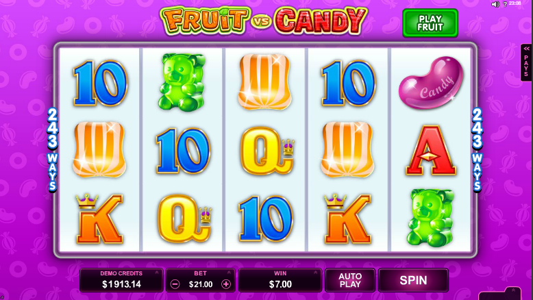Fruit vs Candy - grafički interfejs video slot igre