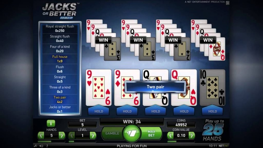 Video poker - prikaz grafičkog intefjesa