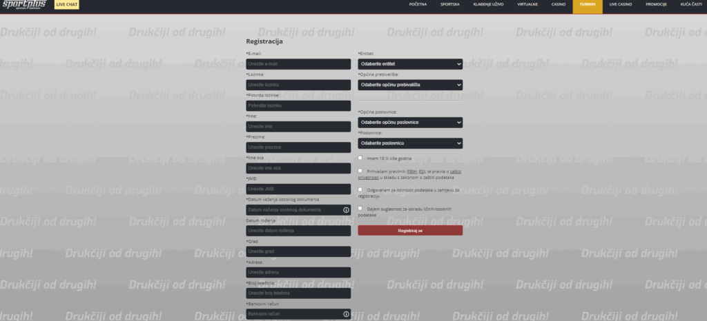 How to register at Sport Plus Bosnia Casino