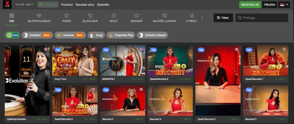 XLiveBet Casino Section