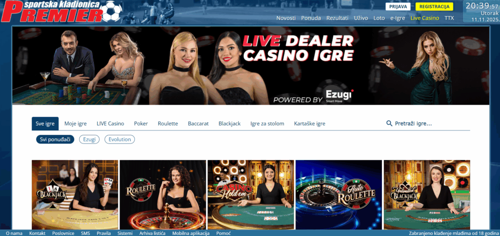 Premier kladionica kazino uživo