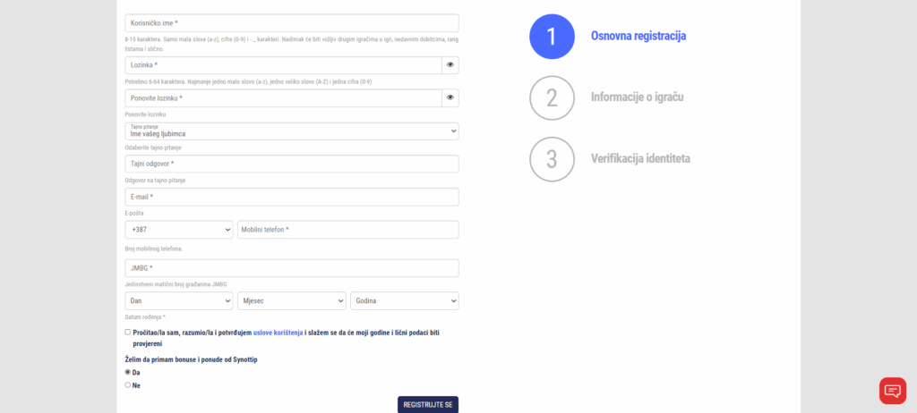 SynotTip Registration process
